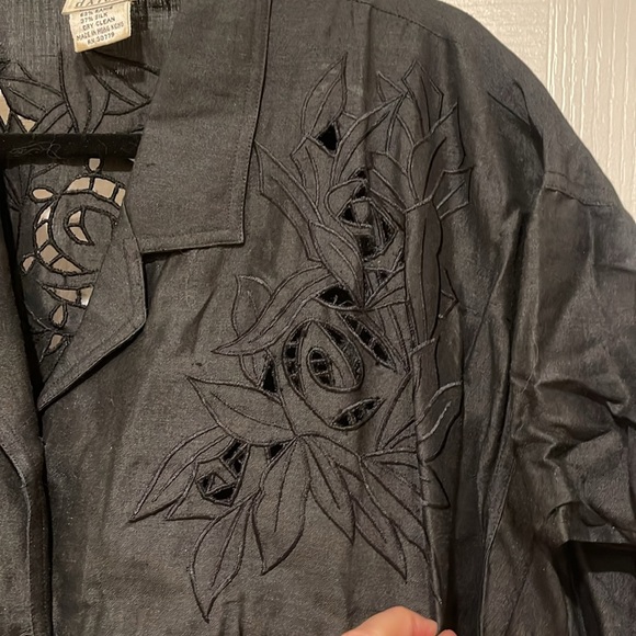 Axiom 1980s Does 1940s Black Vintage Dress Size 14 - Picture 5 of 12